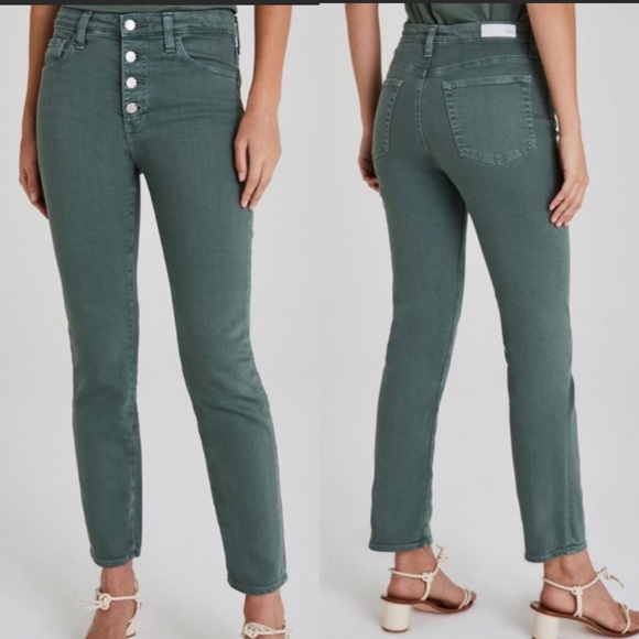 AG Isabelle Button Up High Rise Jeans Size 25 in Green 🆕 Retail $215!!! - Picture 1 of 15